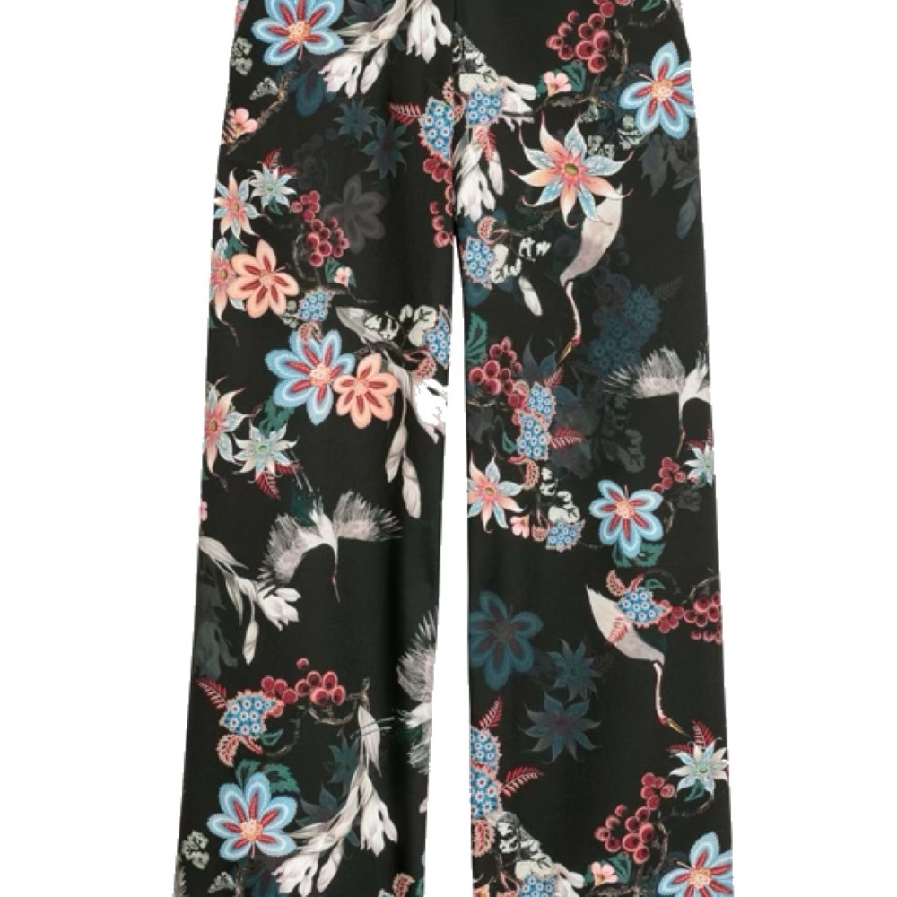 Wide Cut Floral Satin Pants - Picture 6 of 6